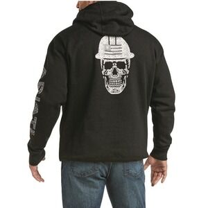 Ariat Rebar Mens Black Roughneck Graphic Skull Hoodie Sweatshirt Large